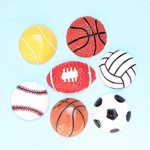 Simulation resin football, basketball, baseball, volleyball, sports ball, stud earrings, accessories, DIY Cabochons