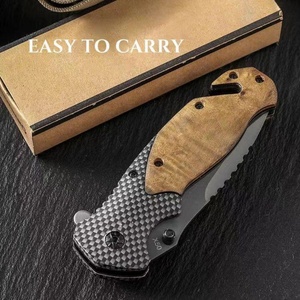 มีดพับยุทธวิธี FB088 HK ดีไซน์ใหม่ DIY OEM ด้ามไม้มะกอก สำหรับตั้งแคมป์ พกพา EDC ใช้ล่าสัตว์กลางแจ้ง ใบมีดสแตนเลส 3CR13 - Product Image 6