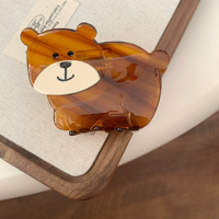 YJL Accessoires pour cheveux pour femmes en stock, pince à cheveux personnalisée en acétate avec motif animal mignon (ours, éléphant) de 7,5 cm, vente en gros