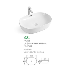 อ่างล้างหน้าแบบตั้งบนเคาน์เตอร์เซรามิกสไตล์ยุโรป โมเดิร์น มินิมอล แบบสั่งทำพิเศษ พร้อมรูระบายน้ำล้น สำหรับบ้าน ระเบียง โรงแรม - Product Image 1