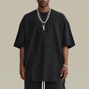 T-shirt Oversize in Cotone di Alta Qualità con Spalle Cadenti, 300gsm, Nero Lavato, Maglietta Neutra all'Ingrosso - Product Image 1