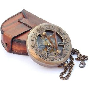 Boussole solaire à bouton-poussoir en laiton ALFA NAUTICAL, finition antique, 3 pouces, pour la navigation et la randonnée - Product Image 1
