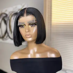 Goodluck blunt cut bob wigs hd transparent full lace double drawn vietnamese hair wig Cheap Price Short human hair wigs Bob