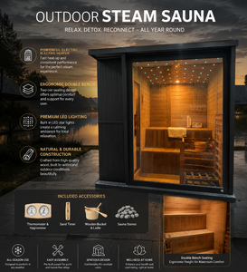 Cabine de sauna en cèdre rouge de haute qualité pour l'extérieur, sauna traditionnel à vapeur carré pour 2 personnes, salle de <span class=keywords><strong>spa</strong></span> familiale privée - Product Image 2