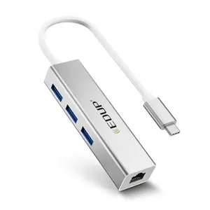 EDUP 1Gbps RJ45 Port I Thunderbolt Để RJ45 LAN Chuyển Đổi USB C Hub, 4-In-1 USB-C Để Gigabit Ethernet Adapter