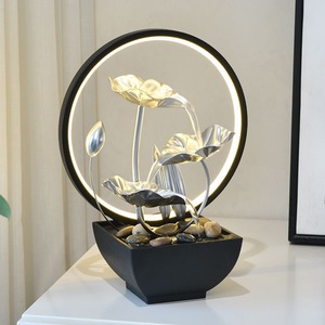 Fontaine d'eau de bureau en métal avec éclairage LED pour la décoration de la maison, salon - Product Image 2