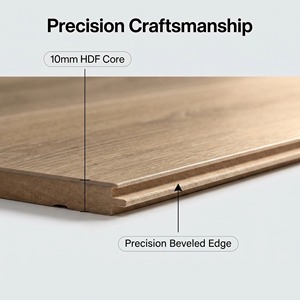 Plancher en bois <span class=keywords><strong>stratifié</strong></span> haute brillance 10 mm, finition miroir, qualité ENF, résistant à l'eau, chêne, usine de fabrication de parquet - Product Image 3