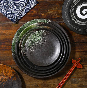 Platos de cerámica creativos japoneses para servir, vajilla esmaltada con cambio de horno de porcelana Vintage, plato de cena, platos de Pasta para carne de Sushi - Product Image 3