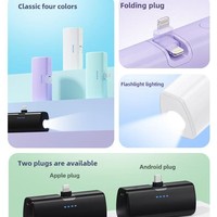 Batterie externe portable transfrontalière pliable avec écran LED, lampe torche, micro USB, sortie 10W, batterie Li-ion, alimentation d'urgence