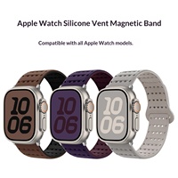 Für Watch 1-11/Ultra 1-3 Loch Silikon Magnetisches Saugband Hohler Einzelring-Verschluss Uhrenarmband