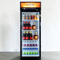 Réfrigérateur vertical pour boissons froides, vitrine de présentation à porte vitrée LED, porte simple, pour magasin de proximité