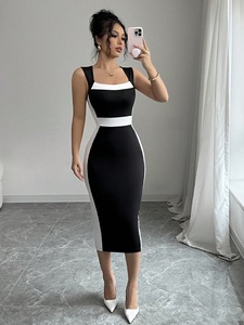 2025 nouvelles femmes élégante <span class=keywords><strong>robe</strong></span> intellectuelle grande taille français couleur bloc décontracté <span class=keywords><strong>mi</strong></span>-longueur parole longueur solide en mousseline de soie teint - Product Image 6