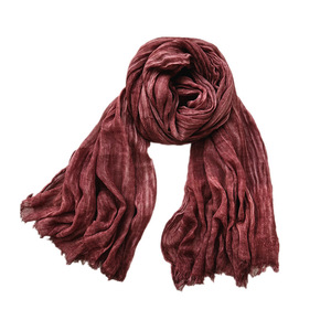 Écharpe unie froissée couleur vintage personnalisée en gros d'usine, châle léger et doux en coton pour femme - Product Image 4