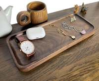 Plateau de service et de rangement jetable en noyer moderne, forme irrégulière, pour salle de bain, dîner, thé, café