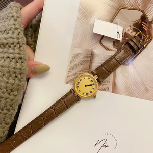 Womens Luxury Crocodile Embossed Brown Strap Watch Retro Gold Case Roman Dial Watch for Party Wedding - Product Image 4