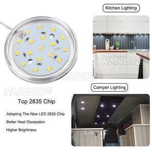 2/4/6/8PCS 12V LED Plafonnier Rond de Voiture, Lampe Intérieure pour VW T4 T5 Camper Van Caravan Motorhome Boat RV Van - Product Image 4