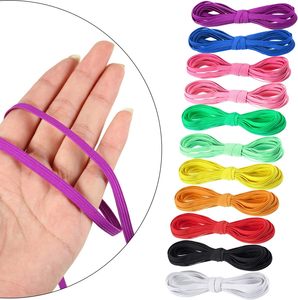 Cordon de macramé tressé coloré, élastique pliable <span class=keywords><strong>plat</strong></span> extensible pour couture, artisanat, manchettes de couette, vêtements (6mm, couleurs vives) - Product Image 2