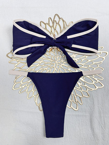 Costume <span class=keywords><strong>da</strong></span> bagno <span class=keywords><strong>da</strong></span> <span class=keywords><strong>donna</strong></span> a 2 pezzi senza spalline, bikini brasiliano a <span class=keywords><strong>perizoma</strong></span> con stella marina in metallo, set bikini a fascia, all'ingrosso, personalizzabile con logo - Product Image 5