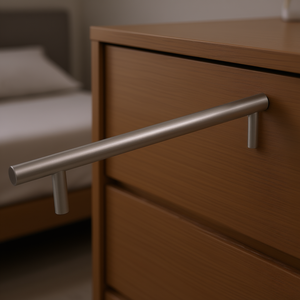 Manijas Cilíndricas de Acero Hermex de 160 mm con Acabado en Níquel para Armarios de Dormitorio, Cómodas, Guardarropas, Diseño Minimalista - Product Image 2