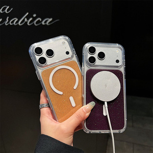 Coque de téléphone magnétique transparente de luxe avec paillettes pour iPhone 18 17 16 15 14 Pro Max, étui arrière brillant et coloré en PC et TPU - Product Image 2