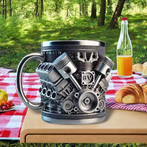 Mug à café isotherme en acier inoxydable à double paroi de 15 oz, personnalisé et moderne, pour les passionnés de voitures et les occasions festives, portable - Product Image 2