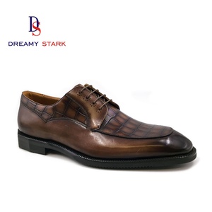 Chaussures habillées et Richelieu pour hommes en cuir véritable de haute qualité, faites à la main, avec motif en relief imitation pierre, logo personnalisé, marque originale - Product Image 1
