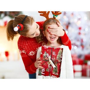 Burymento Christmas <b>Wrapping</b> <b>Paper</b> 17 In X 32.8 Ft Reversible Red Santa Sleigh Trees Design Gift Wrap - Product Image 6