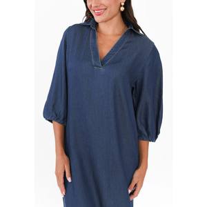 فساتين صيفية مريحة سادة مصبوغة 100% قطن بطول الركبة للنساء، مريحة وعملية للاستخدام اليومي - Product Image 5