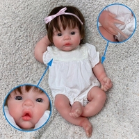 Realistische 18 Zoll / 45 CM Reborn-Babypuppen aus weichem Silikon mit handgewurzelten Haaren, waschbare weiche Spielzeugpuppe für Mädchen, pädagogisch wertvoll, inklusive Zubehör