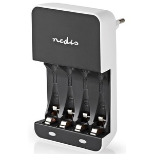 Cargador de baterías Nedis para baterías NiMh Aa Aaa, estación de carga de montaje en pared con 4 ranuras - Product Image 1
