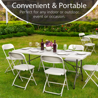 Tables pliantes portables robustes résistantes aux intempéries en plastique blanc de 6 pieds avec système de verrouillage antidérapant pour le camping en plein air