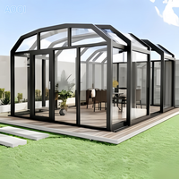 Aluminium-Legierung Ausziehbarer Wintergarten Glashaus 4-Jahreszeiten Mobile Wintergärten und Glashäuser für Villa Garten Pool Überdachung