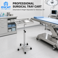 Chariot à plateaux médical OSCAT en acier inoxydable, plateau épaissi, poli miroir, rotatif, hauteur réglable, pour hôpital, dentisterie, vétérinaire
