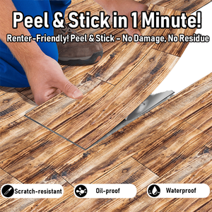10 pièces auto-adhésif Grain de bois carreaux de sol facile bricolage pâte à peler conception résistant à l'usure étanche rénovation maison chambre modèle - Product Image 1
