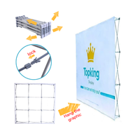 Présentoir Réutilisable pour Salon Professionnel avec Grille en Aluminium Pliable et Système de Fixation Magique pour Toile de Fond en Tissu