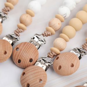 Clip de sucette de dentition en perles de silicone en bois <span class=keywords><strong>personnalisable</strong></span> - Product Image 2