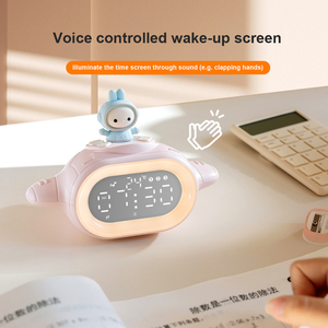 Bill thỏ tàu vũ trụ ánh sáng ban đêm Đồng hồ báo thức bằng giọng nói kiểm soát đầu giường điện tử LED bảng đồng hồ reloj kỹ thuật số Đồng hồ bàn - Product Image 4