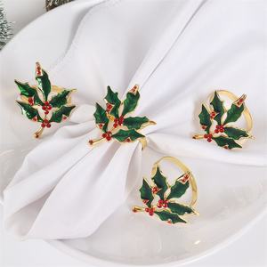 ที่ใส่ผ้าเช็ดปากทำจากไม้หรูหราทันสมัยลายใบไม้สีทองคริสตัลวินเทจสำหรับการตกแต่งโต๊ะในงานแต่งงานวันหยุด - Product Image 2