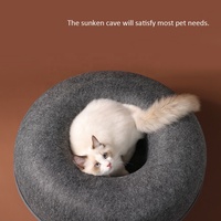 Frap — lit à donuts multifonction de petite taille pour chat, tunnel en feutre, nid pour chat, avec fermeture éclair