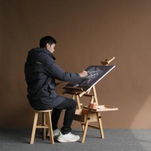 Giá vẽ bằng gỗ sồi chuyên dụng, có ngăn kéo, có thể gấp gọn, hộp đựng tranh phác thảo, hộp đựng tranh sơn dầu, giá trưng bày quảng cáo - Product Image 3