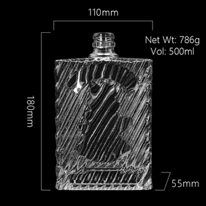 Emballage de bouteille en verre personnalisée pour vin, whisky, brandy, vodka, rhum, <span class=keywords><strong>gin</strong></span>, tequila, 500 ml - Product Image 3