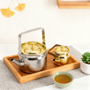 Tetera marroquí árabe personalizada al por mayor, cafetera de Metal de 500ml/1L, tetera martillada de acero inoxidable para decoración del hogar - Product Image 2