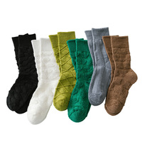 Chaussettes décontractées en coton BV Green Winter, en tissu éponge tridimensionnel antidérapant, longues, épaisses, couleur unie, tendance