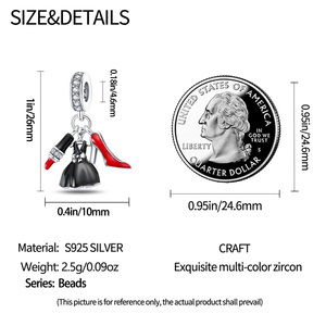 Breloques Pendentifs Style Tourisme (Rouge à Lèvres, Bagage, Appareil Photo) en Cuivre Plaqué Argent pour Accessoires <span class=keywords><strong>de</strong></span> Bracelet DIY, Direct Usine <span class=keywords><strong>de</strong></span> Bijoux - Product Image 2