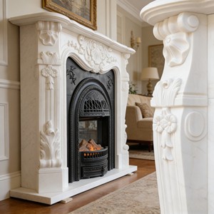 <span class=keywords><strong>Chimenea</strong></span> Eléctrica Blanca Moderna Personalizada, Mueble Decorativo para Sala de Estar de Villa de Lujo, Estilo Europeo Francés con Tallado en Piedra, Nueva - Product Image 6