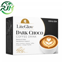 Boisson au café instantané au chocolat noir OEM ODM avec L-Carnitine, Guarana, Probiotiques, Collagène en peptides, 10 sachets de 100g