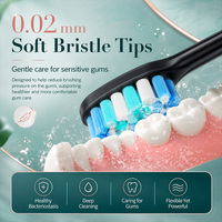 Brosse à dents électrique rechargeable IPX7, nettoyage buccal, 6 modes, brosse à dents sonique pour adultes avec 4 têtes de brosse à poils doux, boîte de voyage
