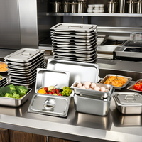 Bac Gastronorme Américain Anti-blocage en Acier Inoxydable 304, Taille 1/2 GN, Robuste et Épaissi, pour Buffet et Bain-marie
