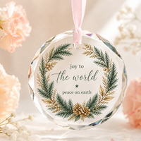 Pendentif en verre cristal rond avec bord biseauté facetté, impression de texte personnalisée et boîte cadeau pour cadeau de Noël