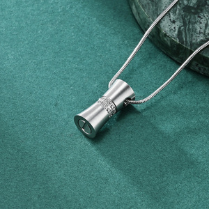 Perhiasan baja tahan karat kalung liontin kotak abu emas mawar hitam dengan kalung kremasi guci kenang-kenangan batu CZ - Product Image 3